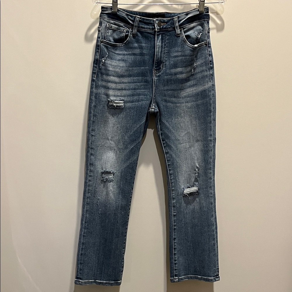 Risen Jeans Women's Distressed Straight Leg Jeans - 7 / 28